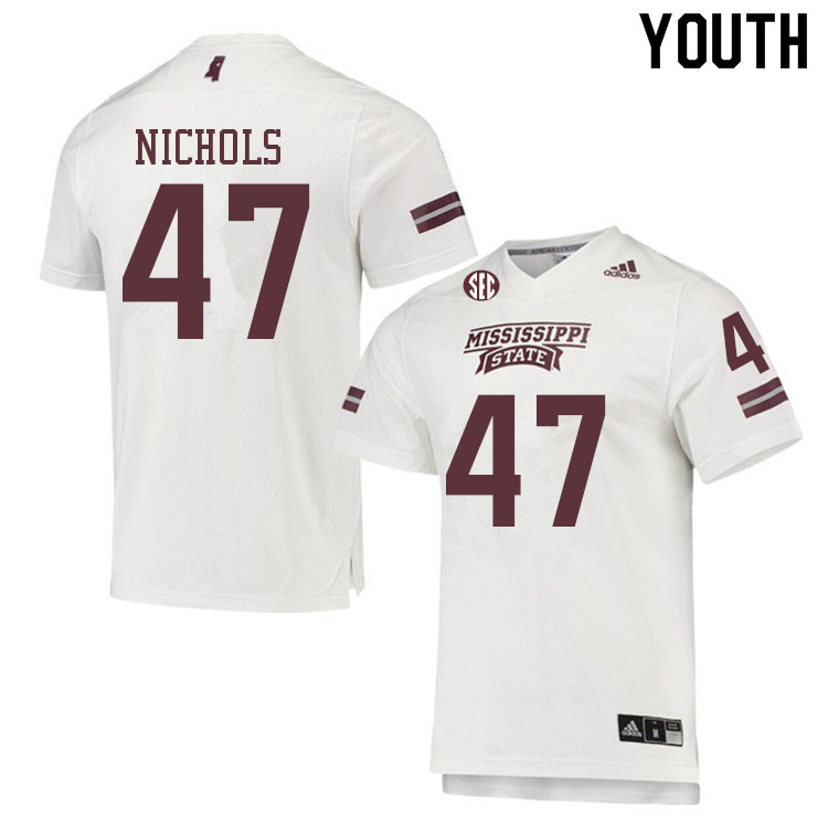 Youth #47 Marshall Nichols Mississippi State Bulldogs College Football Jerseys Sale-White